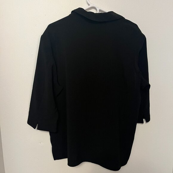 Allison Daley T-Shirt Short Sleeve Button-Up Black Size 16 - Picture 2 of 3